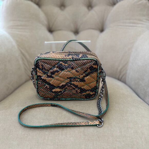 Auth. ZADIG & VOLTAIRE Genuine Python Quilted MINI Crossbody Clutch Bag - Picture 1 of 8